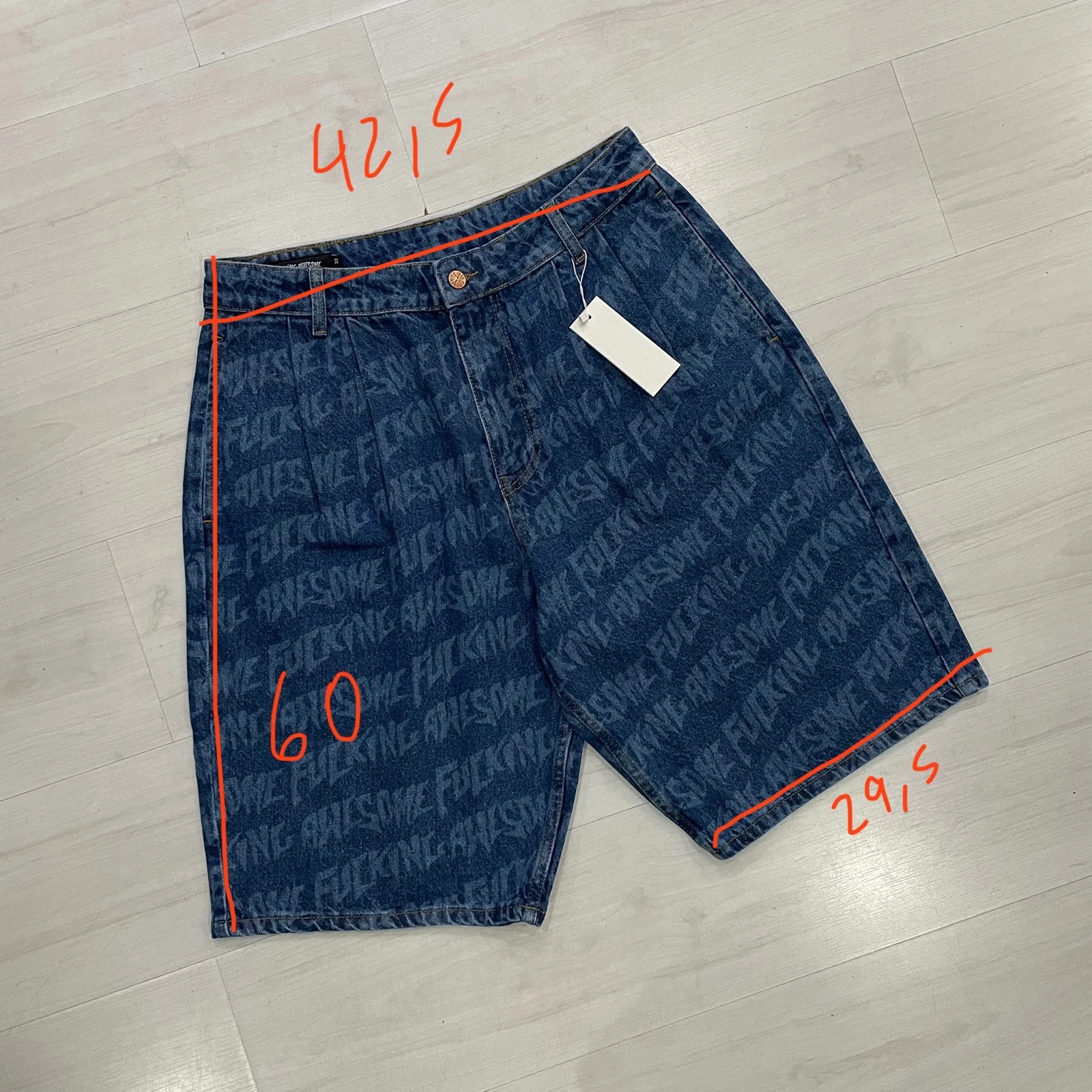 Fucking Awesome korte broek - Baggy Pleated Denim Shorts (blauw) – photo 8